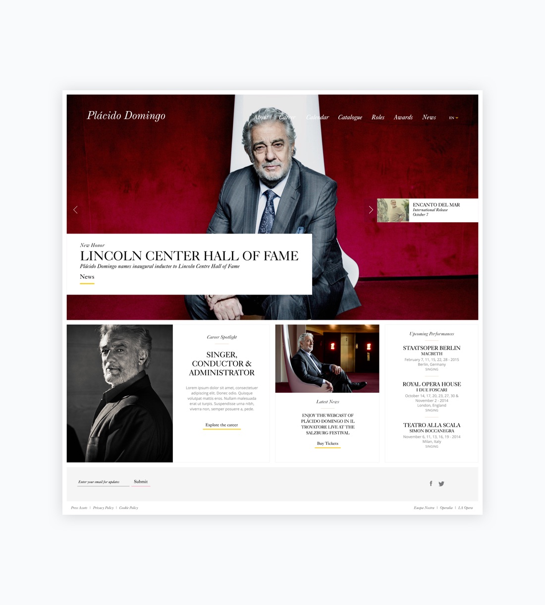 Screenshot of Plácido Domingo website